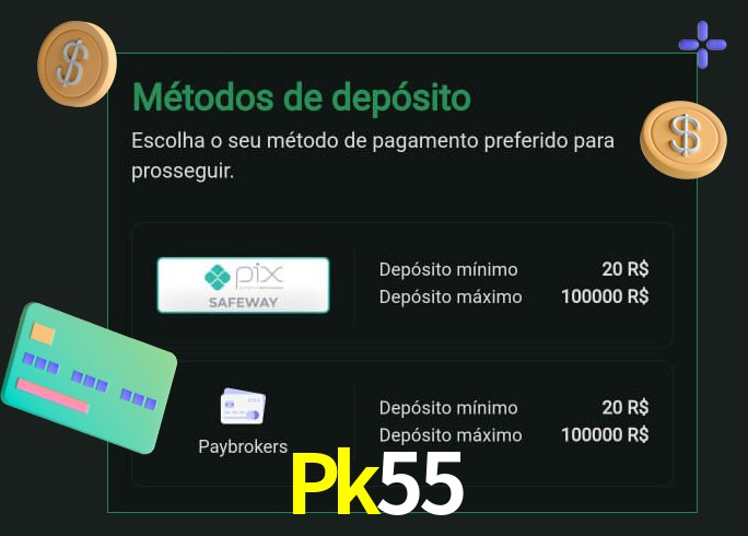 O cassino Pk55 oferece uma grande variedade de métodos de pagamento